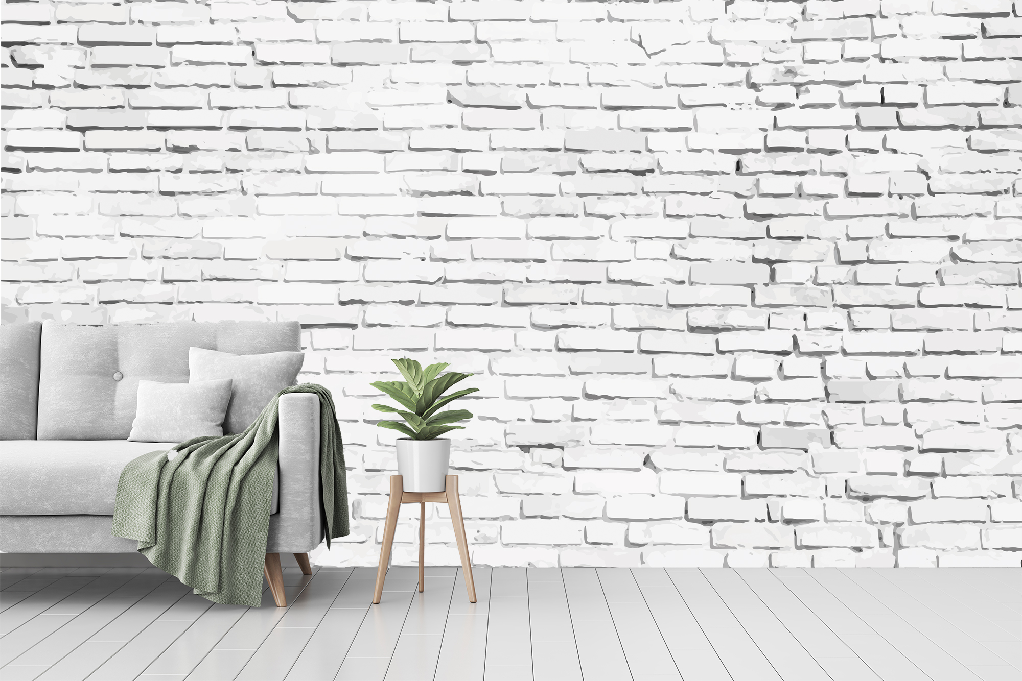 White Unfinished Brick | Mural Wallpaper