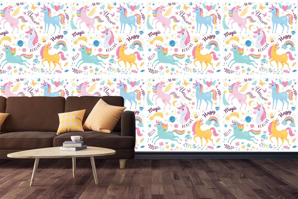Premium AI Image  A unicorn wallpaper with a rainbow and stars on it