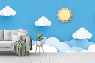 3D Sun and Cloud V2 | Mural Wallpaper